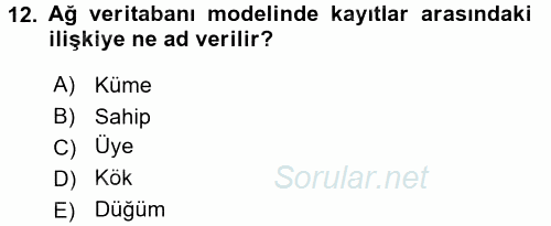 Konumsal Veritabanı 1 2017 - 2018 Ara Sınavı 12.Soru