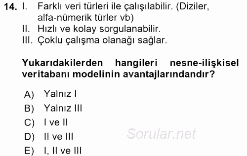 Konumsal Veritabanı 1 2017 - 2018 Ara Sınavı 14.Soru