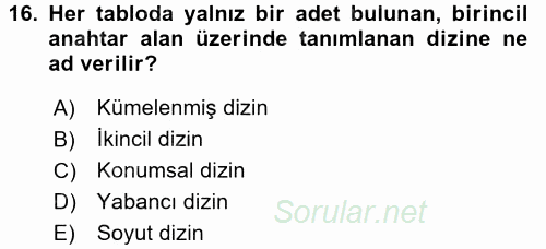 Konumsal Veritabanı 1 2017 - 2018 Ara Sınavı 16.Soru