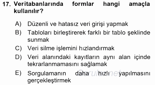 Konumsal Veritabanı 1 2017 - 2018 Ara Sınavı 17.Soru