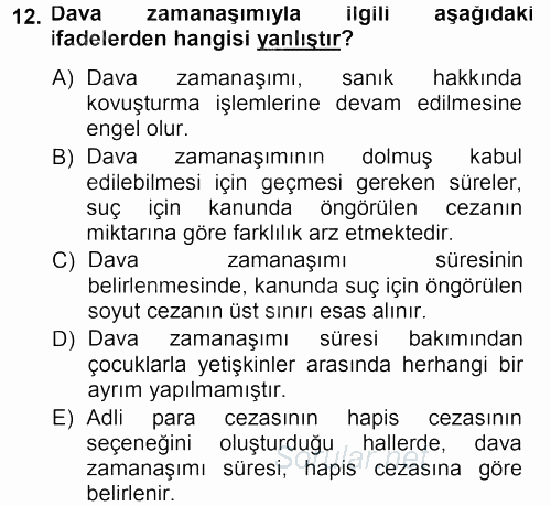 Ceza Hukukuna Giriş 2014 - 2015 Dönem Sonu Sınavı 12.Soru