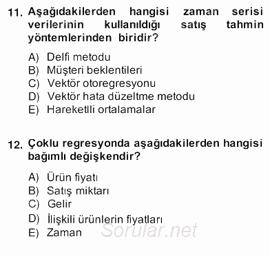 Perakendecilikte Ürün Yönetimi 2013 - 2014 Ara Sınavı 1.Soru