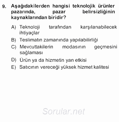 Perakendecilikte Ürün Yönetimi 2013 - 2014 Ara Sınavı 12.Soru