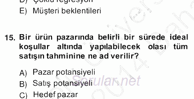 Perakendecilikte Ürün Yönetimi 2013 - 2014 Ara Sınavı 3.Soru