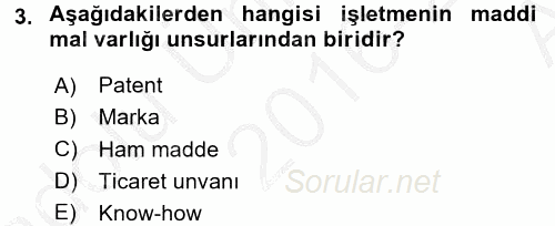 Ticaret Hukuku 2016 - 2017 Ara Sınavı 3.Soru