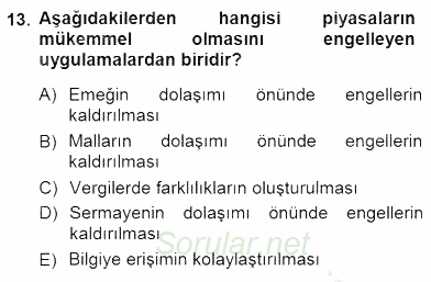 Uluslararası İşletmecilik 2012 - 2013 Dönem Sonu Sınavı 13.Soru