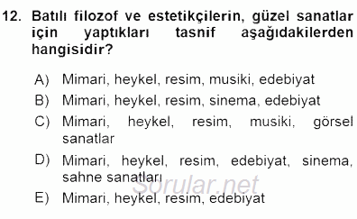 Batı Edebiyatında Akımlar 1 2015 - 2016 Ara Sınavı 12.Soru