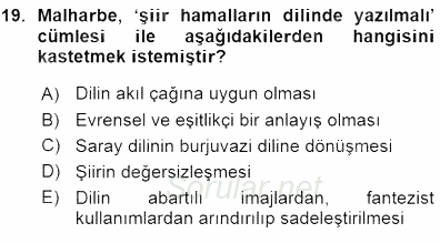 Batı Edebiyatında Akımlar 1 2015 - 2016 Ara Sınavı 19.Soru