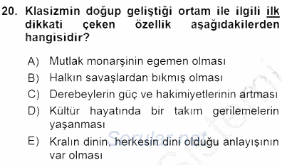 Batı Edebiyatında Akımlar 1 2015 - 2016 Ara Sınavı 20.Soru