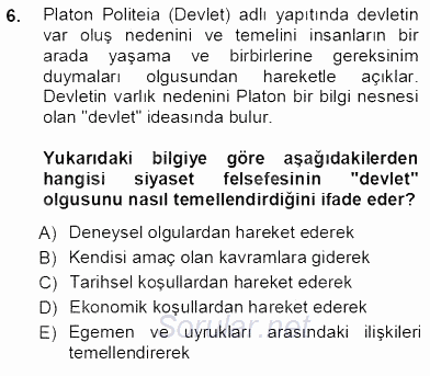 Siyaset Felsefesi 1 2012 - 2013 Ara Sınavı 6.Soru