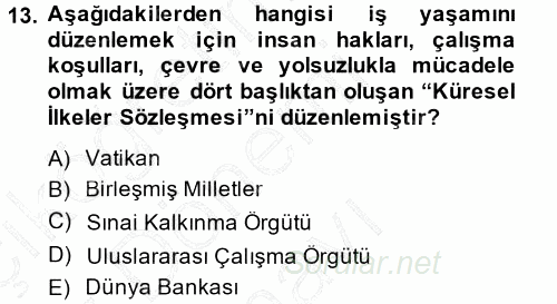 Yönetici Asistanlığı 2013 - 2014 Dönem Sonu Sınavı 13.Soru