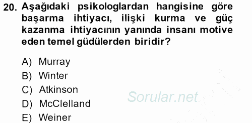 Yönetici Asistanlığı 2013 - 2014 Dönem Sonu Sınavı 20.Soru