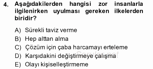 Yönetici Asistanlığı 2013 - 2014 Dönem Sonu Sınavı 4.Soru