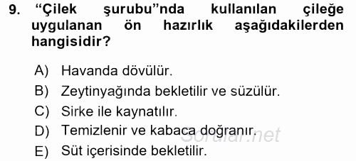 Osmanlı Mutfağı 2016 - 2017 Dönem Sonu Sınavı 9.Soru