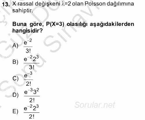 İstatistik 1 2014 - 2015 Dönem Sonu Sınavı 13.Soru