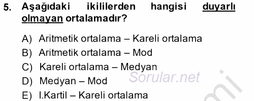 İstatistik 1 2014 - 2015 Dönem Sonu Sınavı 5.Soru