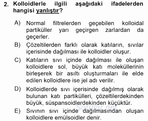 Veteriner Laboratuvar Teknikleri ve Prensipleri 2016 - 2017 Dönem Sonu Sınavı 2.Soru