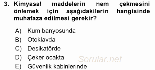 Veteriner Laboratuvar Teknikleri ve Prensipleri 2016 - 2017 Dönem Sonu Sınavı 3.Soru