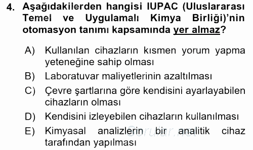 Veteriner Laboratuvar Teknikleri ve Prensipleri 2016 - 2017 Dönem Sonu Sınavı 4.Soru