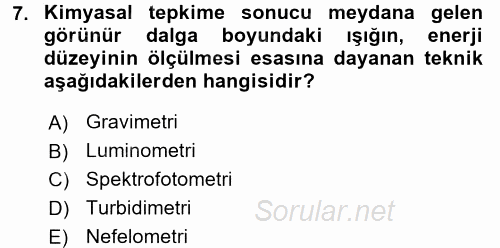 Veteriner Laboratuvar Teknikleri ve Prensipleri 2016 - 2017 Dönem Sonu Sınavı 7.Soru