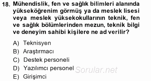 Kamu Özel Kesim Yapısı Ve İlişkileri 2013 - 2014 Tek Ders Sınavı 18.Soru