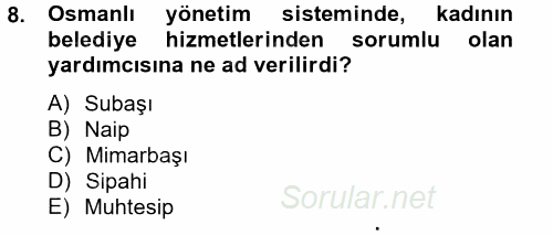 Kamu Özel Kesim Yapısı Ve İlişkileri 2013 - 2014 Tek Ders Sınavı 8.Soru