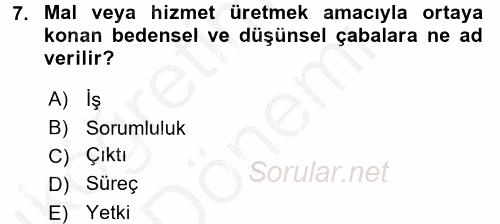Örgütlerde İnsan Kaynakları Yönetimi 2016 - 2017 Ara Sınavı 7.Soru