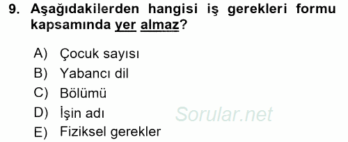Örgütlerde İnsan Kaynakları Yönetimi 2016 - 2017 Ara Sınavı 9.Soru
