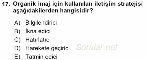 Destinasyon Yönetimi 2017 - 2018 3 Ders Sınavı 17.Soru