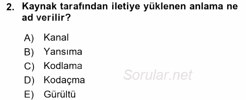 Medya ve İletişim 2016 - 2017 Ara Sınavı 2.Soru