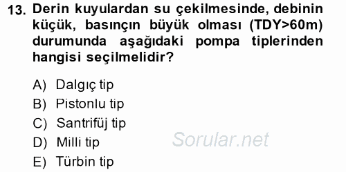 Isıtma Havalandırma ve Klima Sistemlerinde Enerji Ekonomisi 2014 - 2015 Tek Ders Sınavı 13.Soru