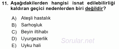 Hukukun Temel Kavramları 2 2017 - 2018 3 Ders Sınavı 11.Soru