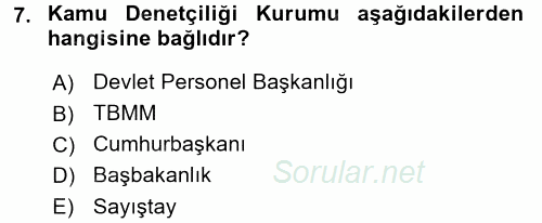 Hukukun Temel Kavramları 2 2017 - 2018 3 Ders Sınavı 7.Soru