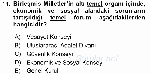 Uluslararası Sosyal Politika 2016 - 2017 Dönem Sonu Sınavı 11.Soru