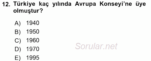 Uluslararası Sosyal Politika 2016 - 2017 Dönem Sonu Sınavı 12.Soru