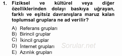 İnsan ve Toplum 2014 - 2015 Dönem Sonu Sınavı 1.Soru