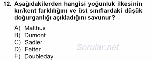 İnsan ve Toplum 2014 - 2015 Dönem Sonu Sınavı 12.Soru