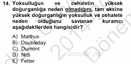 İnsan ve Toplum 2014 - 2015 Dönem Sonu Sınavı 14.Soru