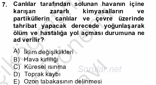İnsan ve Toplum 2014 - 2015 Dönem Sonu Sınavı 7.Soru