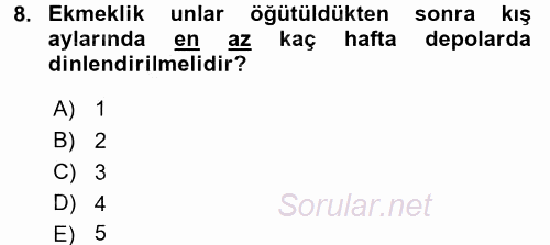 Gıda Bilimi ve Teknolojisi 2016 - 2017 Dönem Sonu Sınavı 8.Soru