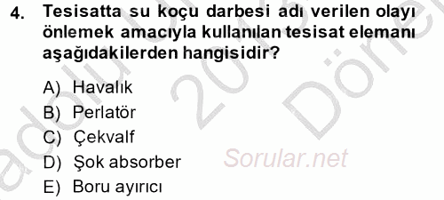 Isıtma Havalandırma ve Klima Sistemlerinde Enerji Ekonomisi 2013 - 2014 Dönem Sonu Sınavı 4.Soru