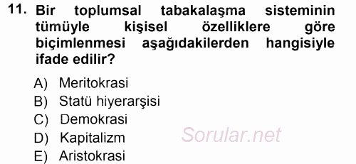 Davranış Bilimleri 1 2012 - 2013 Dönem Sonu Sınavı 11.Soru