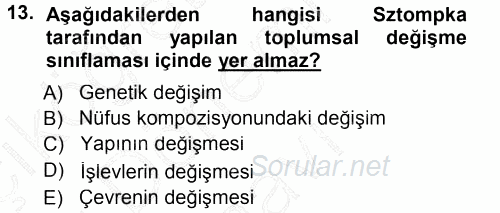 Davranış Bilimleri 1 2012 - 2013 Dönem Sonu Sınavı 13.Soru