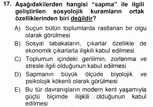 Davranış Bilimleri 1 2012 - 2013 Dönem Sonu Sınavı 17.Soru