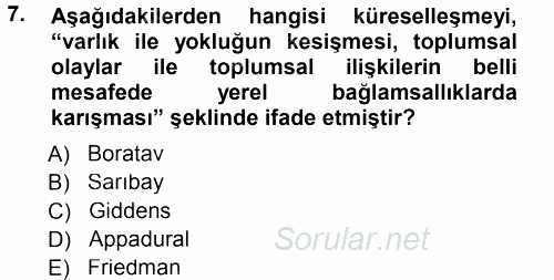 Davranış Bilimleri 1 2012 - 2013 Dönem Sonu Sınavı 7.Soru