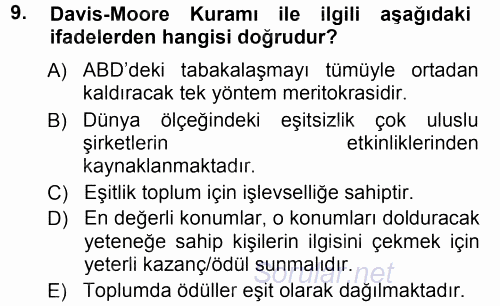 Davranış Bilimleri 1 2012 - 2013 Dönem Sonu Sınavı 9.Soru