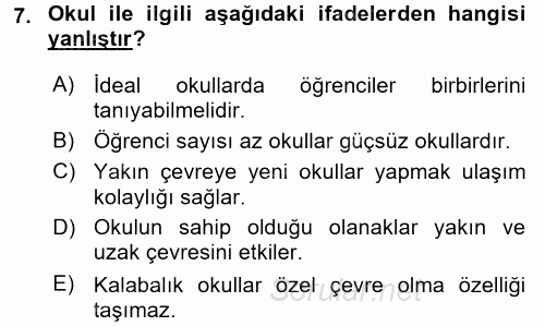 Sınıf Yönetimi 2017 - 2018 Ara Sınavı 7.Soru