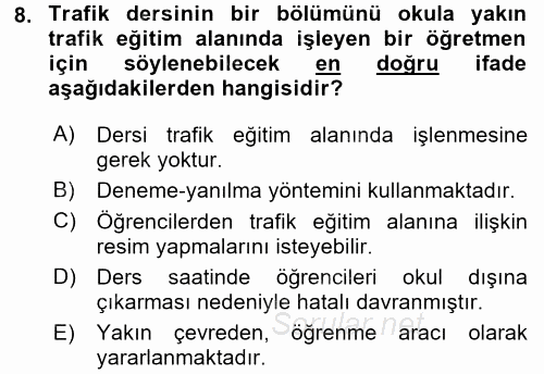 Sınıf Yönetimi 2017 - 2018 Ara Sınavı 8.Soru