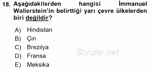 Çağdaş Sosyoloji Kuramları 2017 - 2018 Dönem Sonu Sınavı 18.Soru
