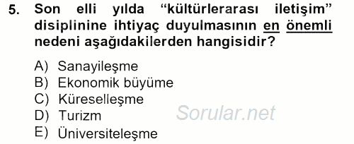 Kültürlerarası İletişim 2012 - 2013 Ara Sınavı 5.Soru